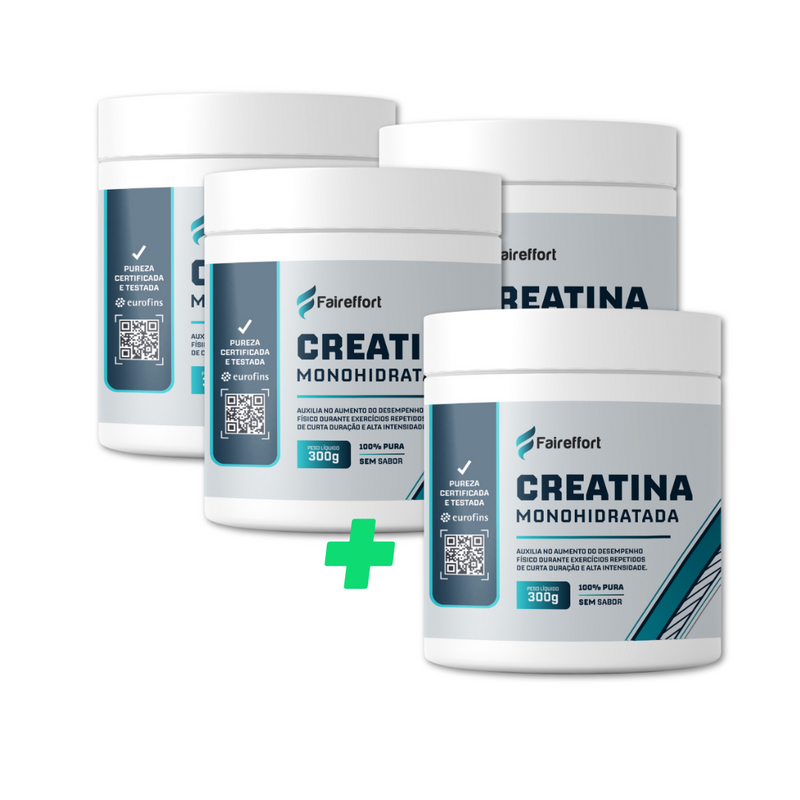 Creatina Premium Faireffort - Combo (3 Meses) + 1 Pote Grátis
